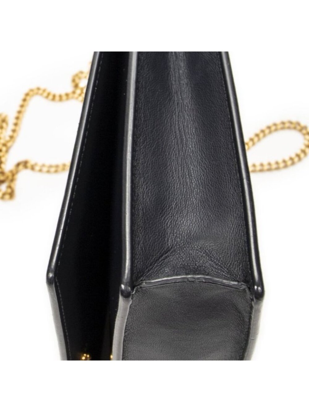 Celine Frame Evening Chain Clutch Navy Red Calfskin Leather - Picture 8 of 10